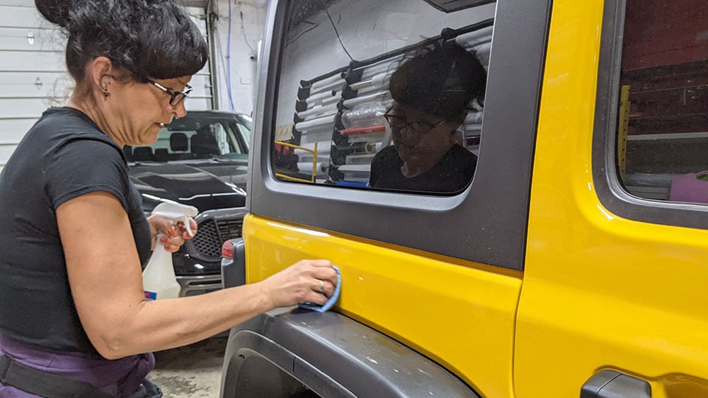 Car being cleaned