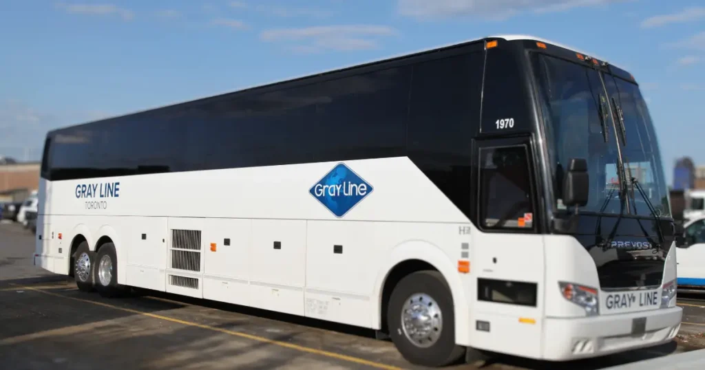 Gray Line decals showcased on a Prevost Coach Bus