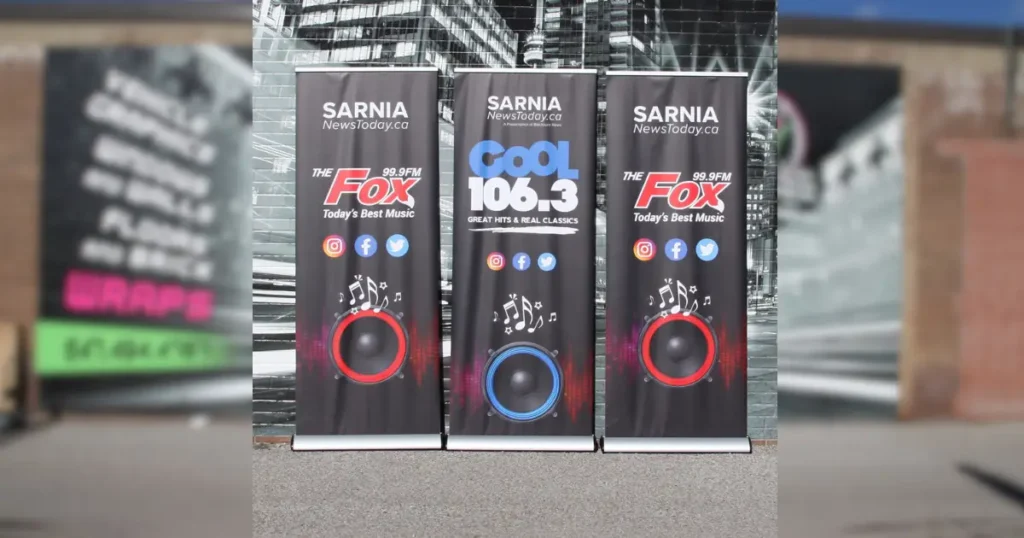 Sarina News Today printed roll-up banner