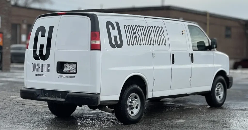 CJ Constructors | GMC Savana 3500 – High-Impact Lettering & Graphics